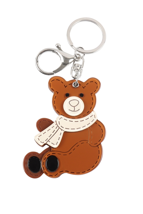 S20-11-5-KC417X040- CUTE SITTING BEAR W/ MIRROR KEYCHAIN-BROWN/1PC