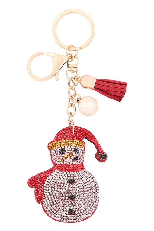 S20-12-3-KC444X511 - RHINESTONE CHRISTMAS SNOWMAN KEYCHAIN/1PC