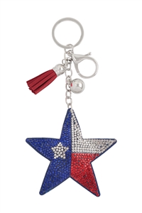 A1-4-3-KC444X575 - STAR FLAG RHINESTONE TASSEL KEYCHAIN-MULTICOLOR/1PC