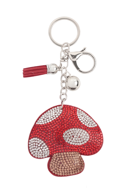 S20-2-5-KC444X576 - MUSHROOM RHINESTONE TASSEL KEYCHAIN-MULTICOLOR/1PC