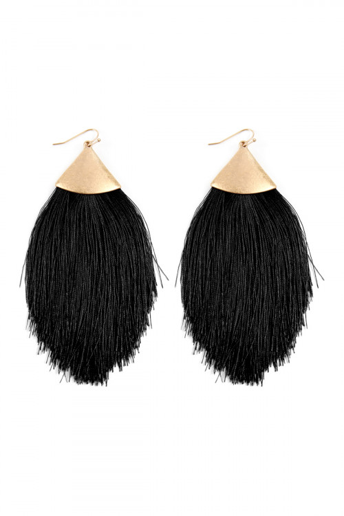 S5-6-3-KE7026WGBK BLACK TASSEL DROP EARRINGS/1PAIR