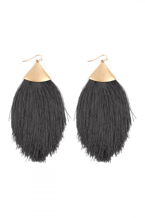 A1-3-3-KE7026WGDGY DARK GRAY TASSEL DROP EARRINGS/1PAIR