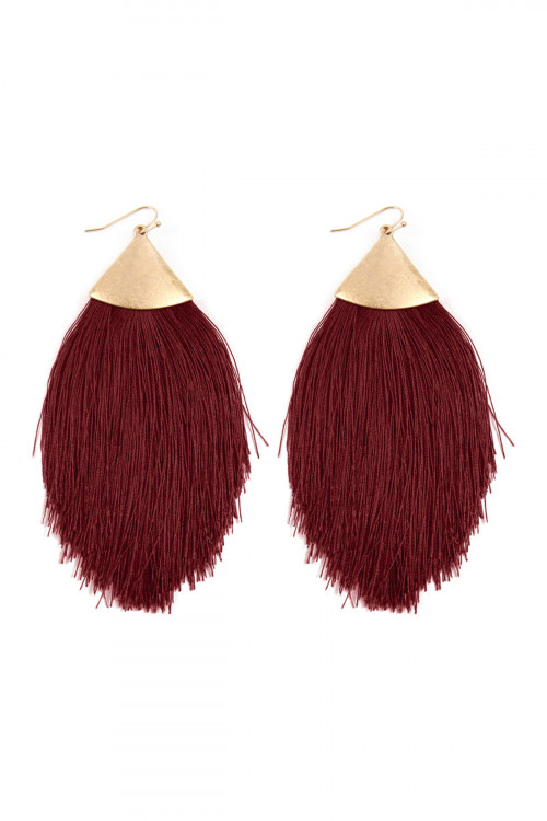 A2-1-4-KE7026WGDRD DARK RED TASSEL DROP EARRINGS/1PAIR