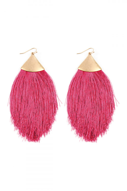 A2-2-2-KE7026WGFU FUCHSIA TASSEL DROP EARRINGS/1PAIR