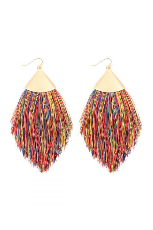 A2-2-2-KE7026WGMT DARK MULTI COLOR TASSEL DROP EARRINGS/1PAIR