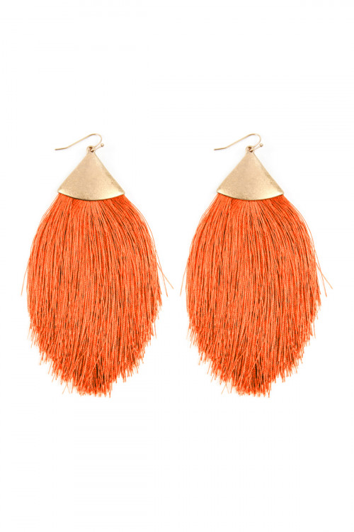 A1-1-4-KE7026WGOR ORANGE TASSEL DROP EARRINGS/1PAIR