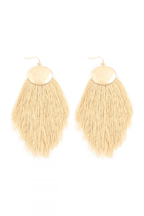 A1-3-4-KE7029SA SAND THREAD TASSEL HOOK DROP EARRINGS/1PAIR