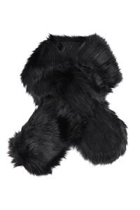 S26-4-4-KM2909BK - SCARF FURRY FAUX FUR PULL THROUGH - BLACK/1PC