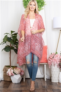 S22-3-2-KN1033-WIN - ZIG ZAG PRINT OPEN FRONT KIMONO-WINE/1PC