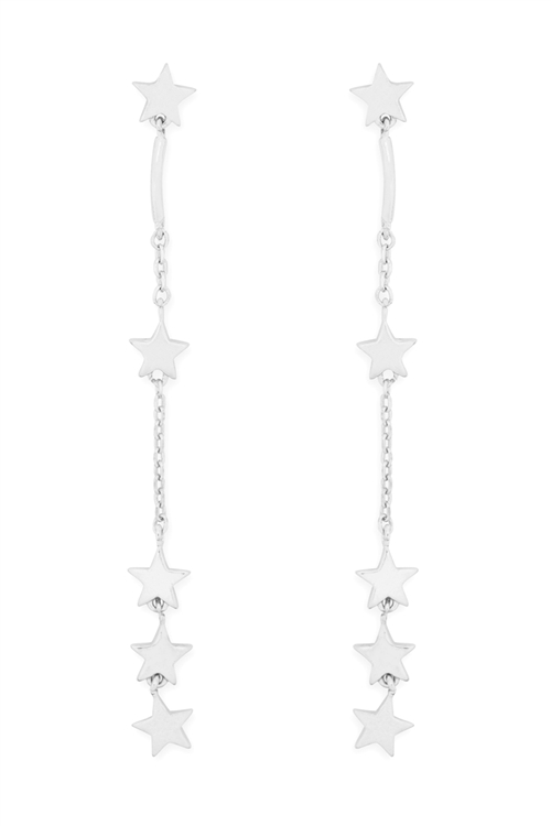 S24-6-4-LEA800RHJ-STAR DAINTY POST DROP EARRINGS-SILVER/6PCS