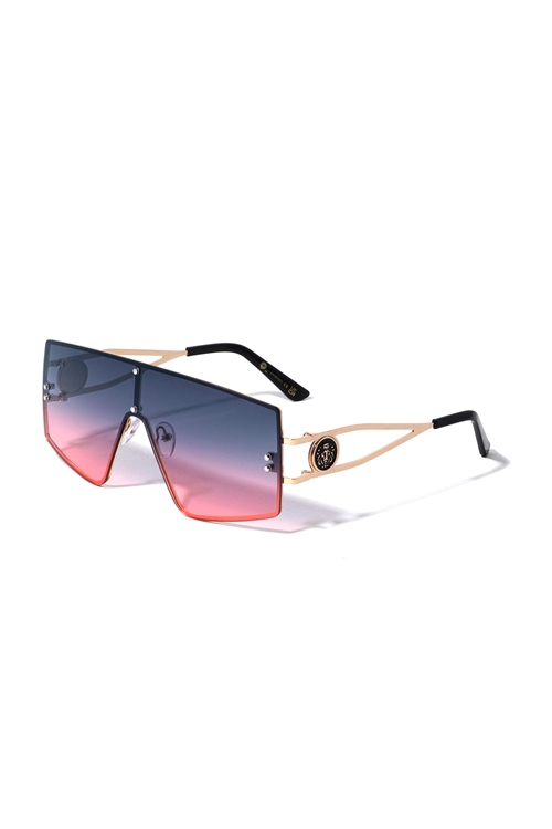 S17-7-5-LH-M7831 - RETRO SHILED GRADIANT TINTED FASHION SUNGLASSES/12PCS