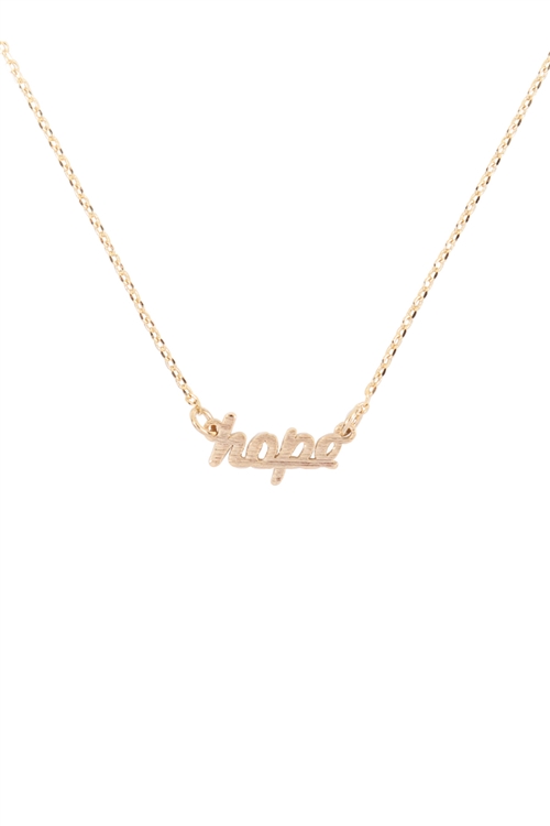 S25-4-1-LNB045HOBG - "HOPE" SCRIPT CHAIN NECKLACE - GOLD/6PCS