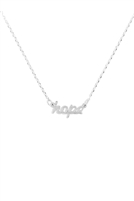 S25-4-1-LNB045HOBS - "HOPE" SCRIPT CHAIN NECKLACE - SILVER/6PCS