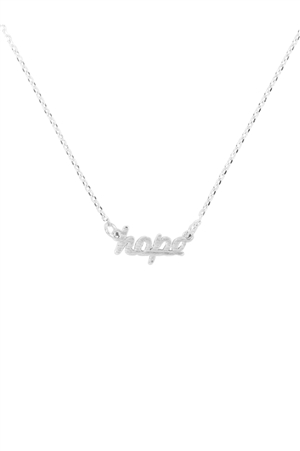 S25-4-1-LNB045HOBS - "HOPE" SCRIPT CHAIN NECKLACE - SILVER/6PCS