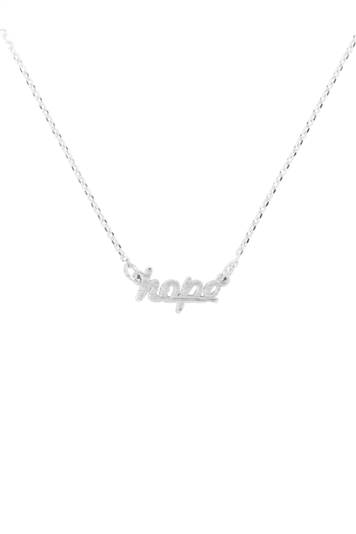 S25-4-1-LNB045HOBS - "HOPE" SCRIPT CHAIN NECKLACE - SILVER/6PCS