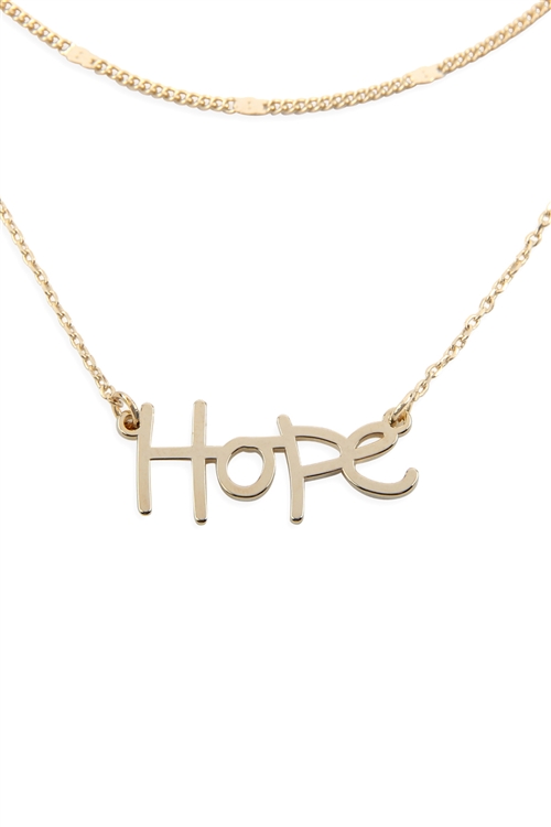 SA3-2-3-LNB324HOGD - HOPE 2 LAYER NECKLACE - GOLD/6PCS