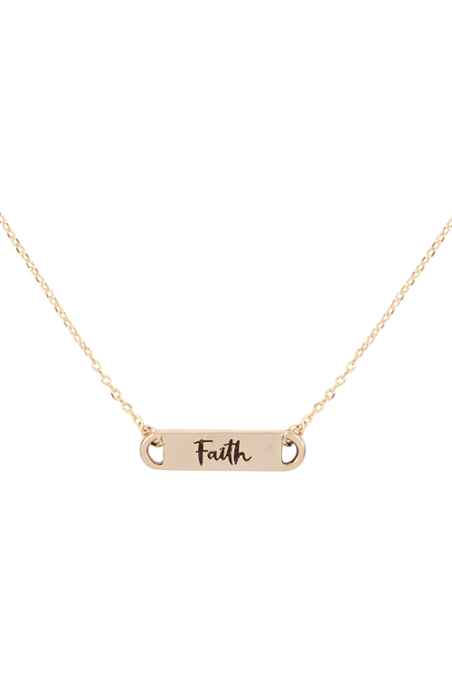 S1-1-5-LNB854FAGD - BRASS - "FAITH" CLIP BAR NECKLACE /6PCS