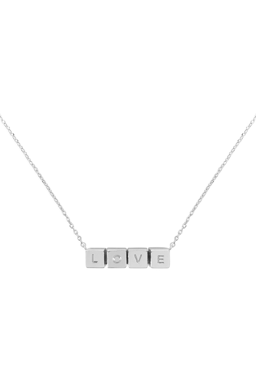 S1-8-3-LNB868LORH - LOVE CUBE CHAIN NECKLACE - SILVER/6PCS