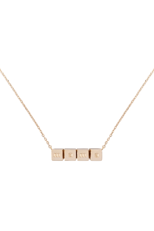 S1-7-4-LNB868MAGD - MAMA CUBE CHAIN NECKLACE - GOLD/6PCS (NOW $1.00 ONLY!)