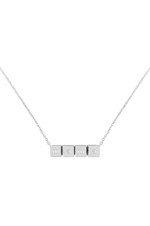 S1-8-3-LNB868MARH - MAMA CUBE CHAIN NECKLACE - SILVER/6PCS (NOW $1.00 ONLY!)