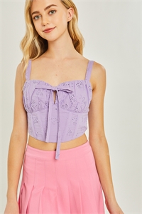 S39-1-1-LT-10112TY-LVD - WOVEN CROP TANK- LAVENDER 2-2-2