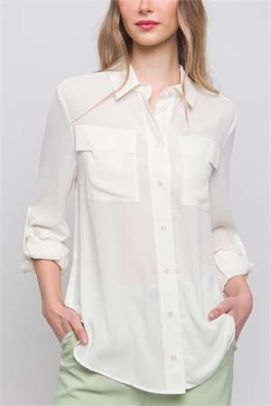 S39-1-1-LT-10208TH-IV - UTILITY LONG SLEEVE COLLARED BUTTON DOWN SHIRT- IVORY 2-2-2