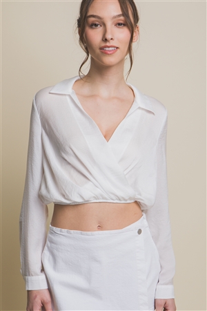 S39-1-1-LT-10247TH-WHT - SATIN LONG SLEEVE CROPPED SHIRT- WHITE 2-2-2