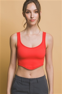 S39-1-1-LT-10306TN-RD - RIBBED CROP TOP- RED 2-2-2