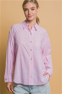 S39-1-1-LT-10324TN-LTPK - LINEN-BLEND OVERSIZED STRIPED SHIRT- LT. PINK 2-2-2