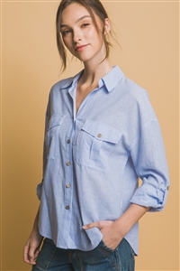 S39-1-1-LT-10325TN-BL - BUTTON-DOWN CLASSIC STRIPE SHIRT- BLUE 2-2-2