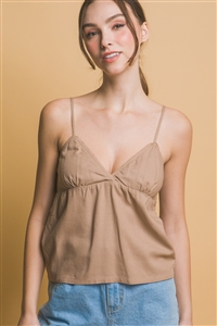 S39-1-1-LT-10328TM-TP - BACK TIE TANK TOP- TAUPE 2-2-2