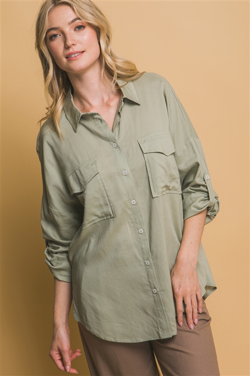 S39-1-1-LT-10331TM-SG - LINEN OVERSIZED SHIRT- SAGE 2-2-2