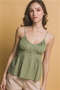 S39-1-1-LT-10336TN-SG - SPAGHETTI STRAP CAMI TOP- SAGE 2-2-2