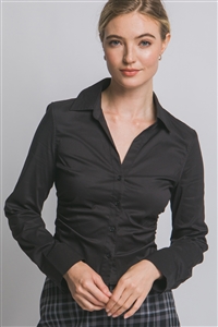 S39-1-1-LT-10357TN-BK - FITTED LONG SLEEVE SHIRT- BLACK 2-2-2