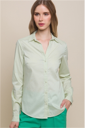 S39-1-1-LT-2507TM-LF - WOVEN SOLID LONG SLEEVE BUTTON DOWN BLOUSE- LEAF 2-2-2