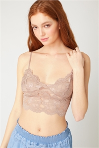 S39-1-1-LT-2758TM-MC - FLORAL LACE SCOOP NECK BRALETTE- MOCHA 2-2-2