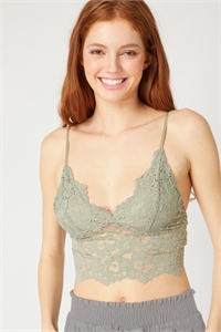 S39-1-1-LT-2770TM-MSS - FLORAL LACE V-NECK BRALETTE- MOSS 2-2-2