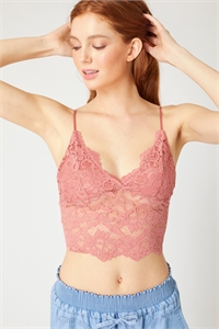 S39-1-1-LT-2770TM-TRPK - FLORAL LACE V-NECK BRALETTE- TERRA PINK 2-2-2