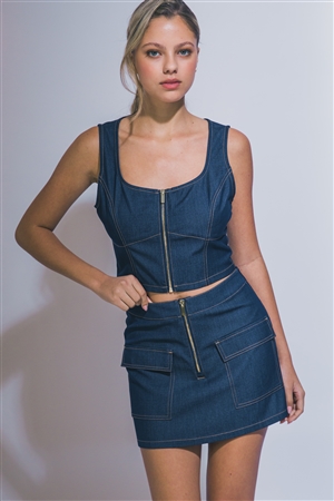 S39-1-1-LT-3797NSET-IDG - DENIM TWO-PIECE SET- INDIGO 2-2-2