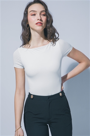 S39-1-1-LT-3803RL-WHT - SHORT SLEEVES ROUND NECK BODYSUIT- WHITE 2-2-2