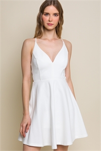 S39-1-1-LT-4845DH-WHT - BACKLESS SKATER DRESS- WHITE 2-2-2