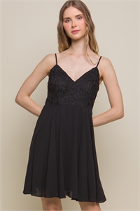 S39-1-1-LT-4848DH-BK - CROCHET LACE SKATER DRESS- BLACK 2-2-2