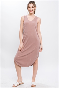 S39-1-1-LT-4868DS-ALMD - SIDE SLITS SLEEVELESS MIDI DRESS- ALMOND 2-2-2