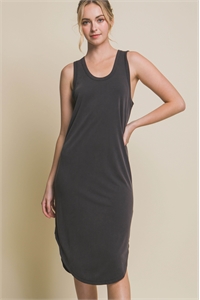 S39-1-1-LT-4868DS-BK - SIDE SLITS SLEEVELESS MIDI DRESS- BLACK 2-2-2