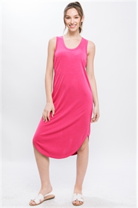 S39-1-1-LT-4868DS-MGT - SIDE SLITS SLEEVELESS MIDI DRESS- MAGENTA 2-2-2