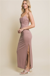 S39-1-1-LT-4870DS-ALMD - MAXI TANK DRESS WITH SIDE SLIT- ALMOND 2-2-2