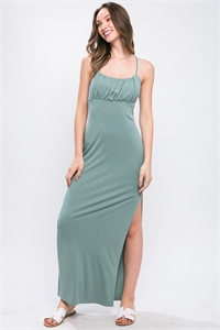 S39-1-1-LT-4870DS-OVSTN - MAXI TANK DRESS WITH SIDE SLIT- OLIVE STONE 2-2-2