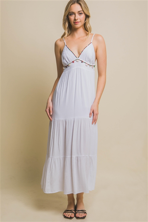 S39-1-1-LT-4874DN-WHT - WOVEN OPEN BACK MAXI DRESS- WHITE 2-2-2