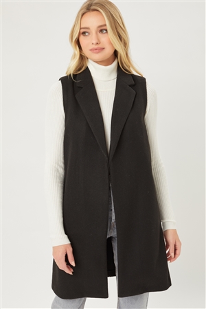 S39-1-1-LT-5052VY-BK - JQ FLEECE LONG LINE VEST- BLACK 1-2-2-1