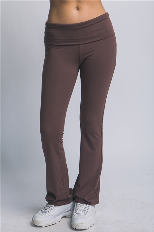 S39-1-1-LT-60144PN-CHC - HIGH-WAISTED FOLDOVER WAISTBAND LEGGINS- CHOCO 2-2-2